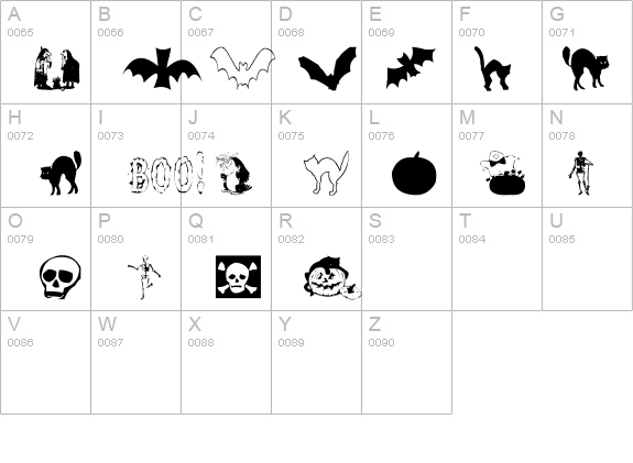 AEZ halloween dingbats details - Free Fonts at FontZone.net