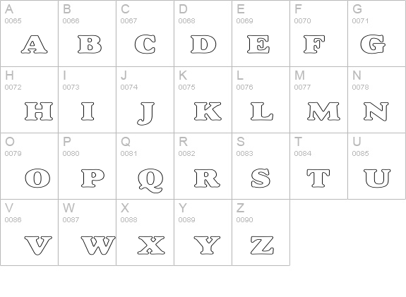 Alexuss Heavy Hollow Wide details - Free Fonts at FontZone.net