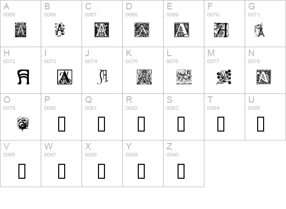 Art Nouveau Initials A details - Free Fonts at FontZone.net