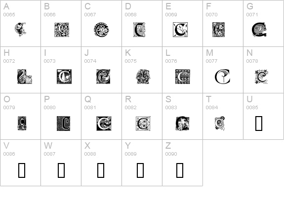 Art Nouveau Initials C details - Free Fonts at FontZone.net
