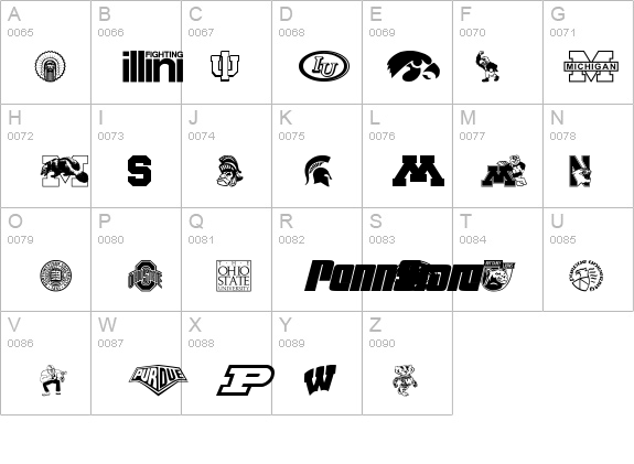 Big Ten Mania details - Free Fonts at FontZone.net