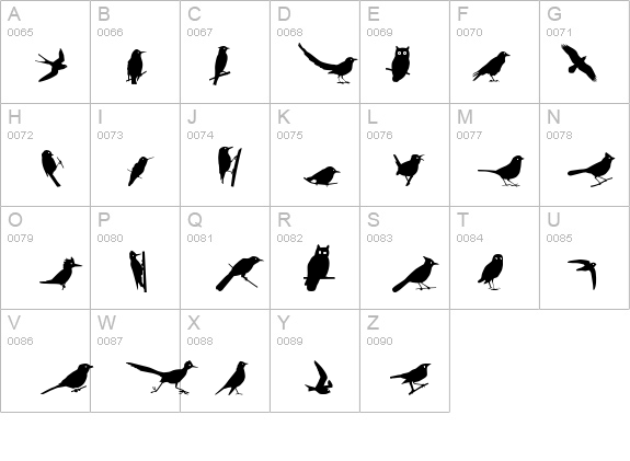 Bird Silhouettes reverse details - Free Fonts at FontZone.net