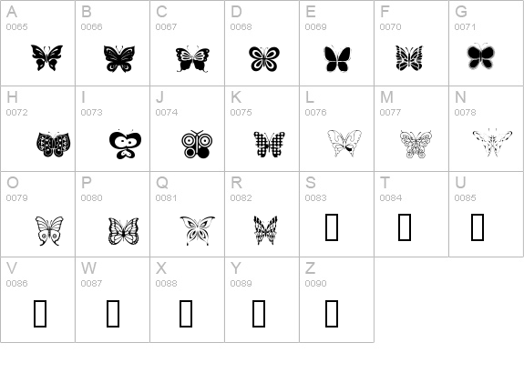 Butterflies details - Free Fonts at FontZone.net