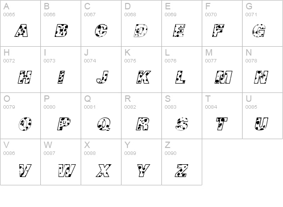 Cow-Spots Italic details - Free Fonts at FontZone.net