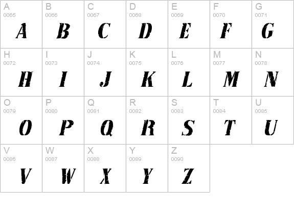 RubberStamp-Condensed Italic details - Free Fonts at FontZone.net