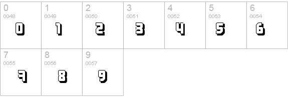 Three the Hard way shadowed details - Free Fonts at FontZone.net