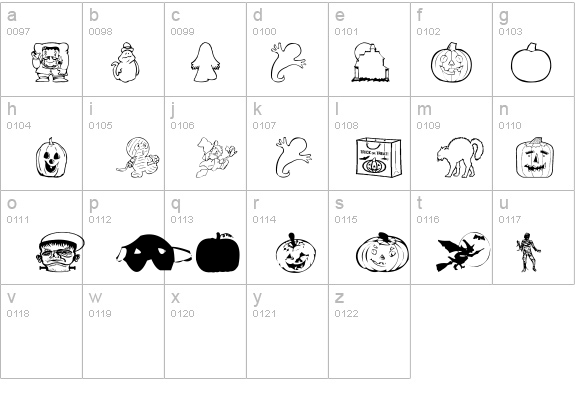 AEZ halloween dingbats details - Free Fonts at FontZone.net