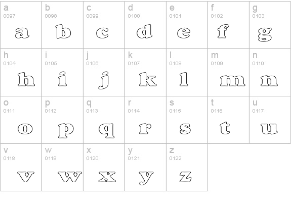 Alexuss Heavy Hollow Wide details - Free Fonts at FontZone.net