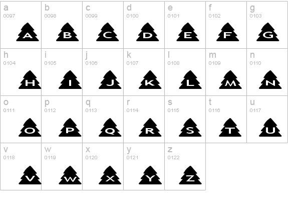 AlphaShapes xmas trees details - Free Fonts at FontZone.net