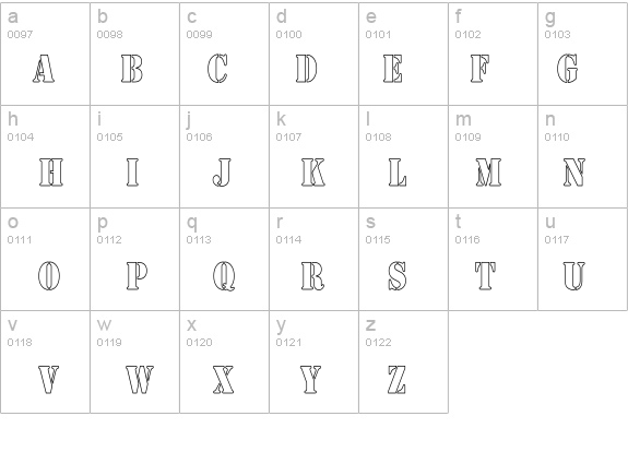 Army Hollow Thin details - Free Fonts at FontZone.net