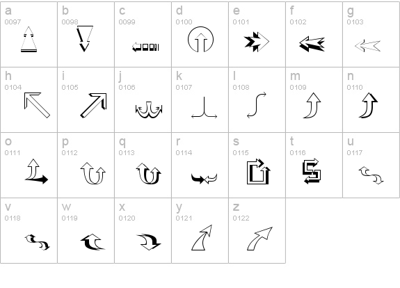 Arrows (outline) details - Free Fonts at FontZone.net