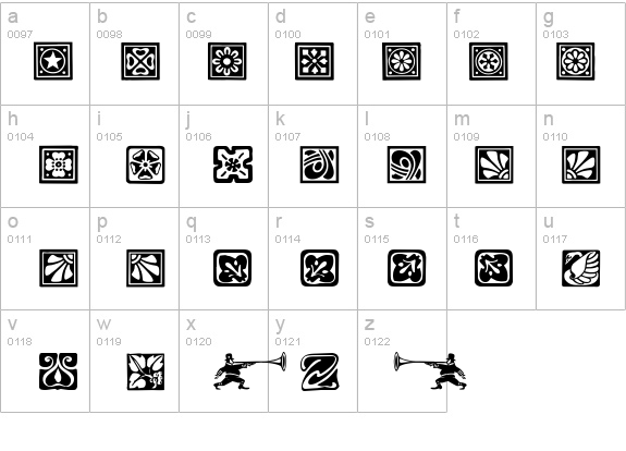 Art Noveau Dingbats details - Free Fonts at FontZone.net
