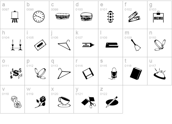 ArtsyParts Dingbats details - Free Fonts at FontZone.net