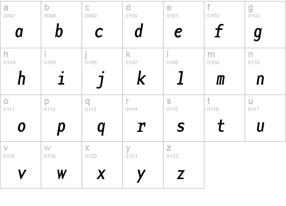 BaseMonoNarrowRegItalic details - Free Fonts at FontZone.net