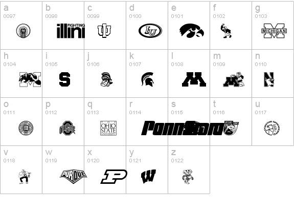 Big Ten Mania details - Free Fonts at FontZone.net