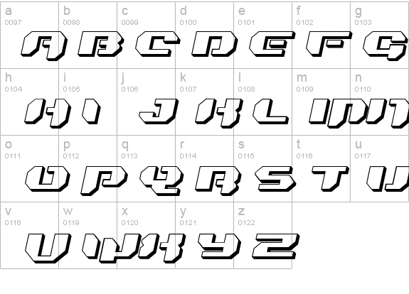 Bionic Kid Slanted 3d details - Free Fonts at FontZone.net