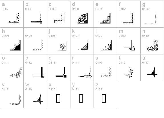 Border Corners 2 details - Free Fonts at FontZone.net