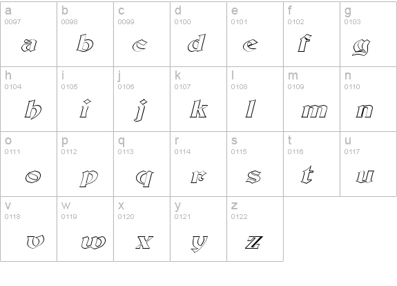 Brandywine-Hollow-Extended Italic details - Free Fonts at FontZone.net