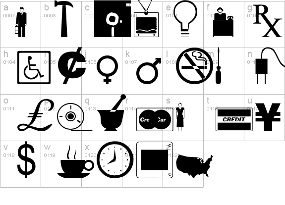 Business Industrial Dingbats details - Free Fonts at FontZone.net