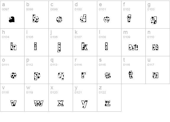 Cow-Spots details - Free Fonts at FontZone.net
