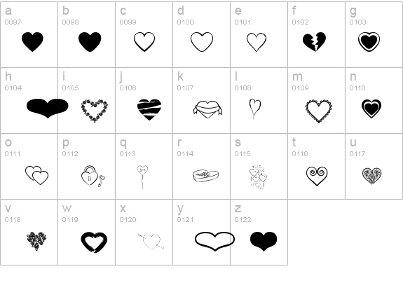 Hearts BV details - Free Fonts at FontZone.net