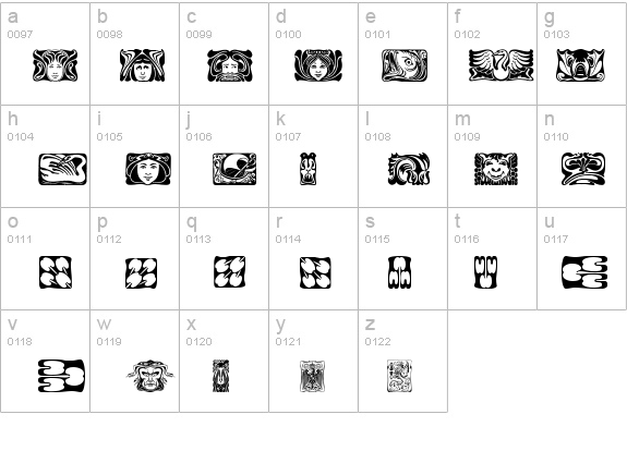 Jugendstil Ornamente details - Free Fonts at FontZone.net