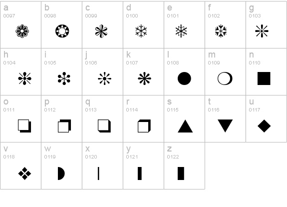 Pierre Dingbats details - Free Fonts at FontZone.net