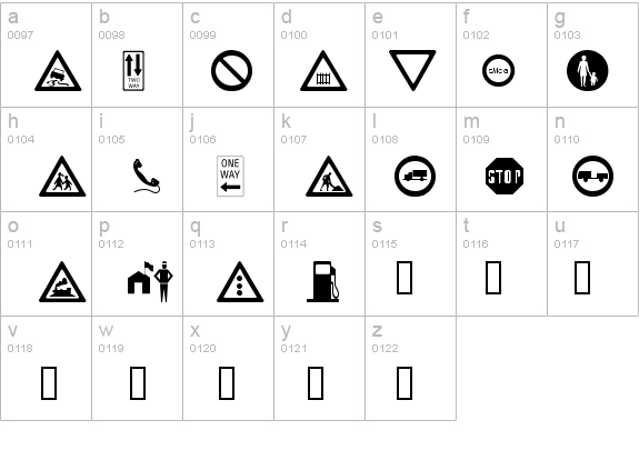 wmroadsigns details - Free Fonts at FontZone.net