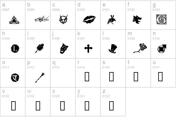 WWVampire Dingbats details - Free Fonts at FontZone.net